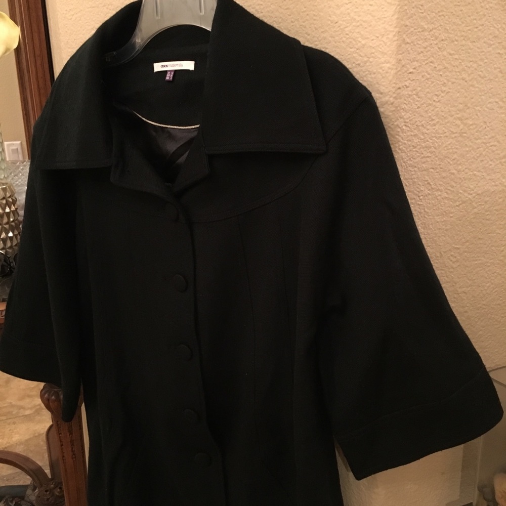 ASOS Women Maternity Black Wool Blend Peacoat Jacket Size 6 - Picture 2 of 6
